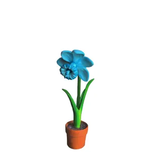 Small Blue Narcis In Pot Flower Statue