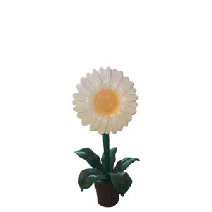 Small White Daisy In Pot Flower Statue