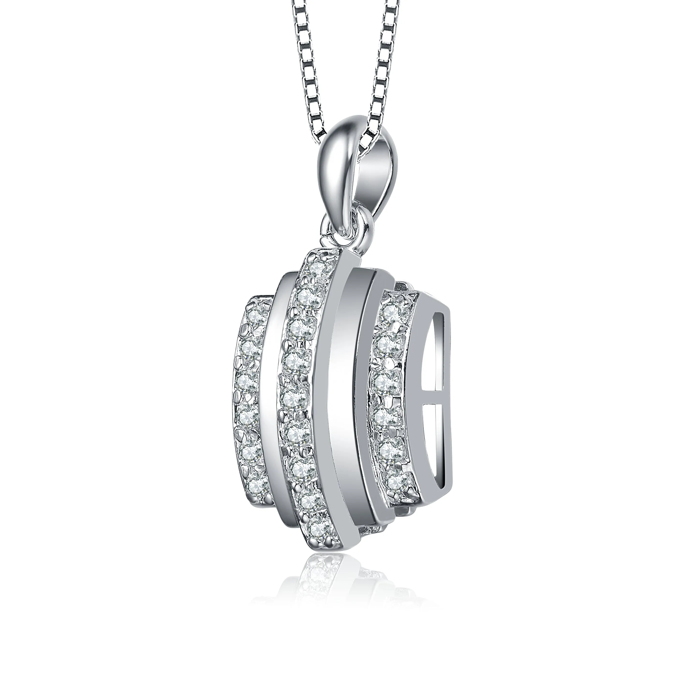 Sterling Silver Triple Band Cubic Zirconia Pendant