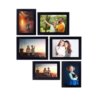 Stuthi Arts Wall Wood MDF Photo Frame With Glass (Black,6 Photos)