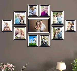 Stuthi Arts Wood Photo Frame Set of 11 Individual Photo Frames With Hanging Accessories(Black & White, Black & White Wall Mount