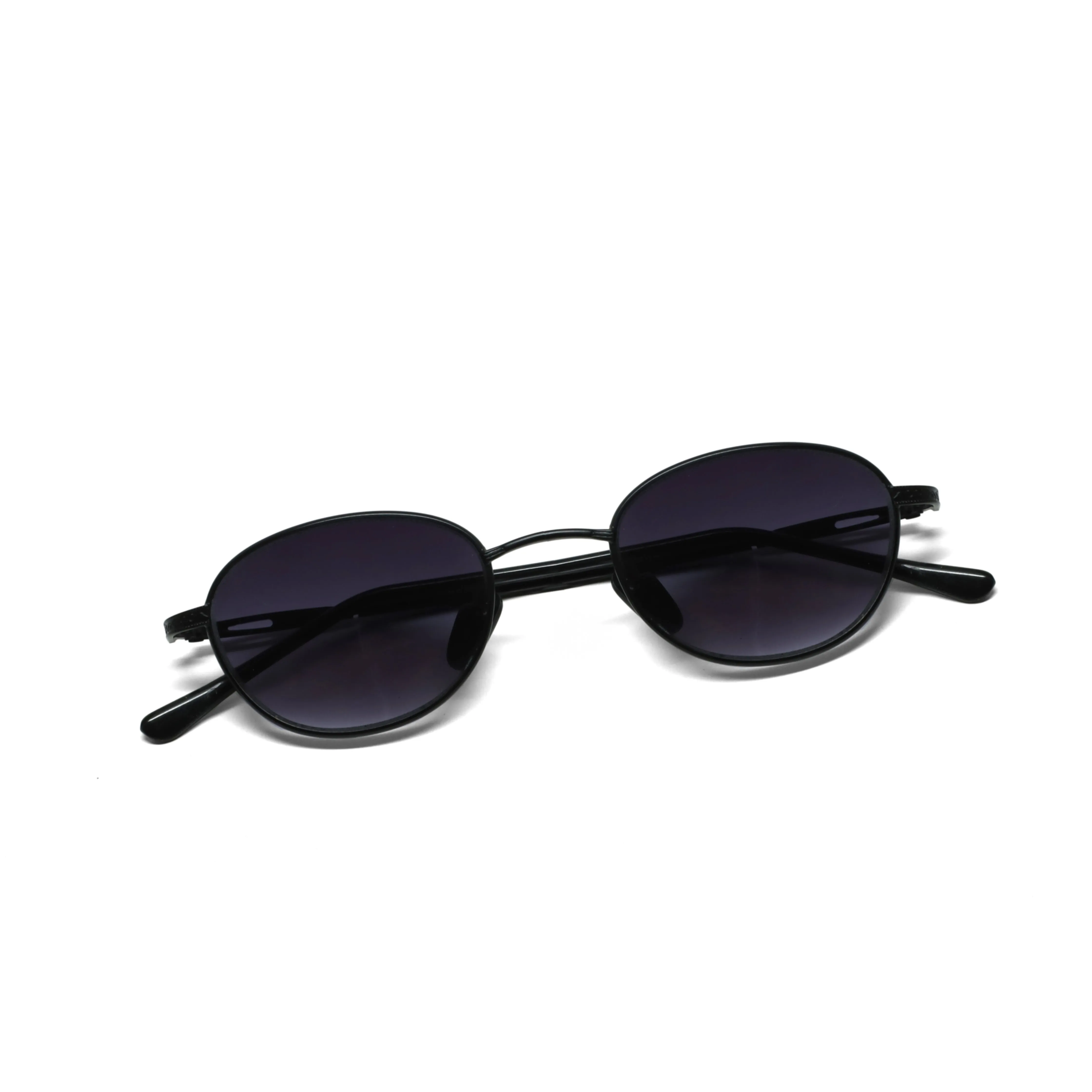 //Style M30// Vintage Geometric Oval Wire Frame Sunglasses - Black