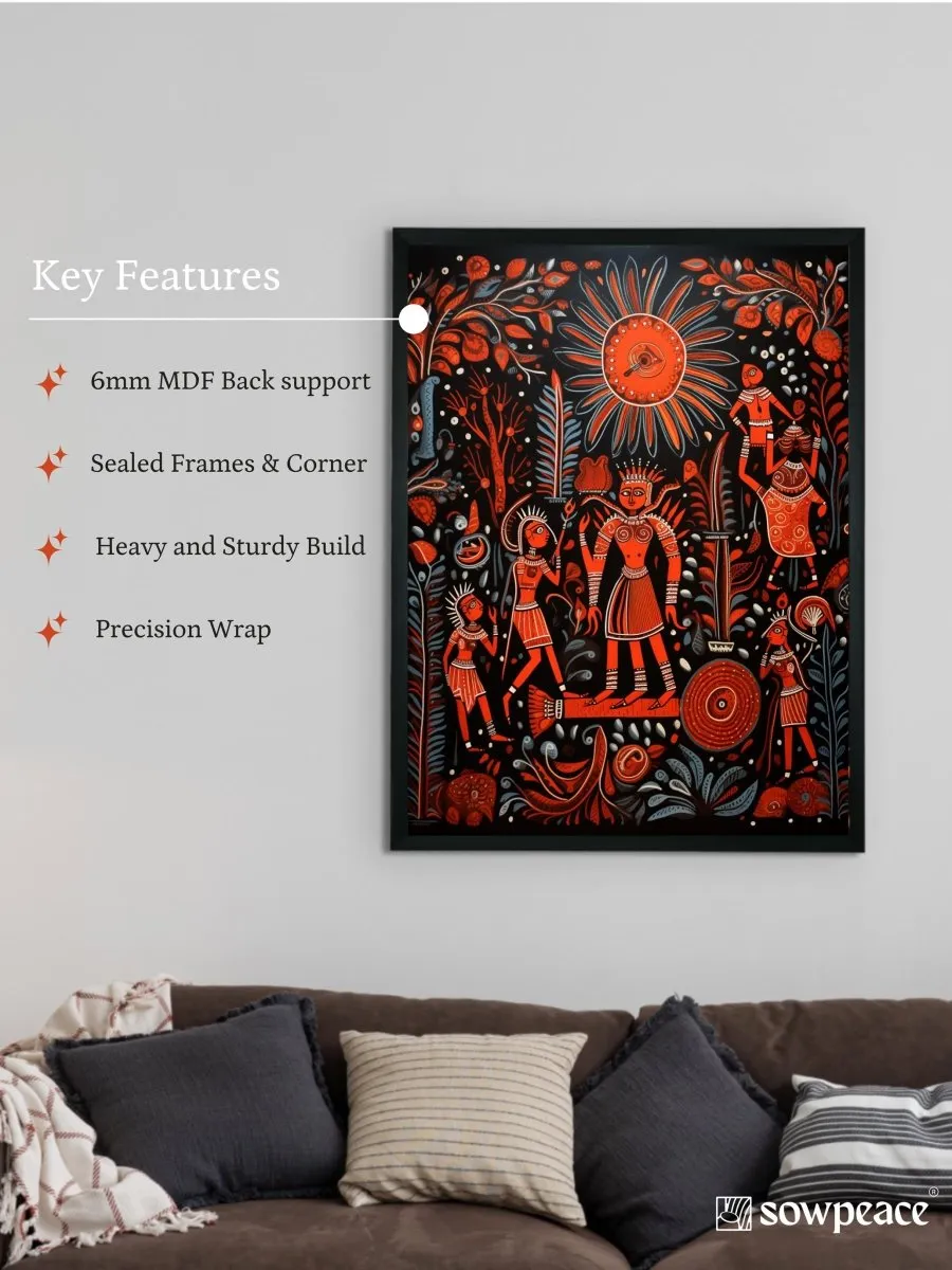 Sunny Soulmates: Sowpeace Handcrafted Family Love Canvas – Premium Indian-Inspired Art for Stylish Home Interiors