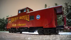 The Front Royal Caboose Fine Art Photography Curved Metal Print