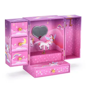 Unicorn Musical Jewelry Box With 4 Drawers - Princess Jewelry Boxes For Little