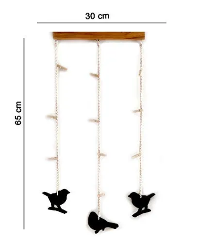 VAH Hanging Photo Display Macrame with birds Picture Frame Collage Picture Display Organizer with Wood Clips for Wall Decor Hanging Photos