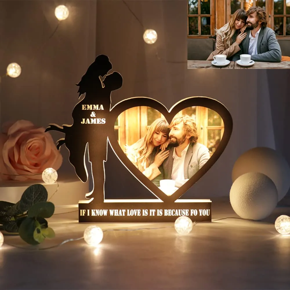 WEHATKE Customized Personalized Heart Led Frame With Photo for Couple | Best Gift for Anniversary Birthday and Special Occasions