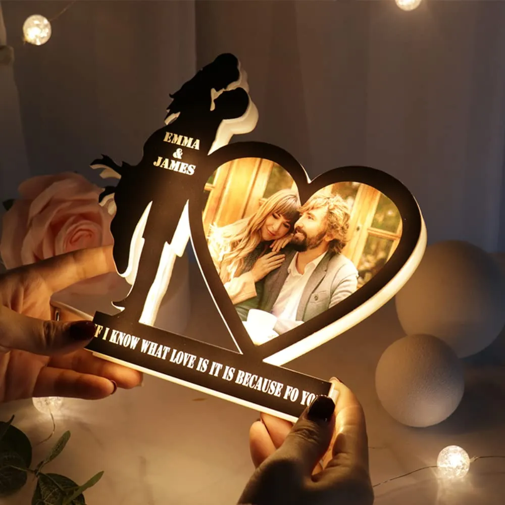 WEHATKE Customized Personalized Heart Led Frame With Photo for Couple | Best Gift for Anniversary Birthday and Special Occasions