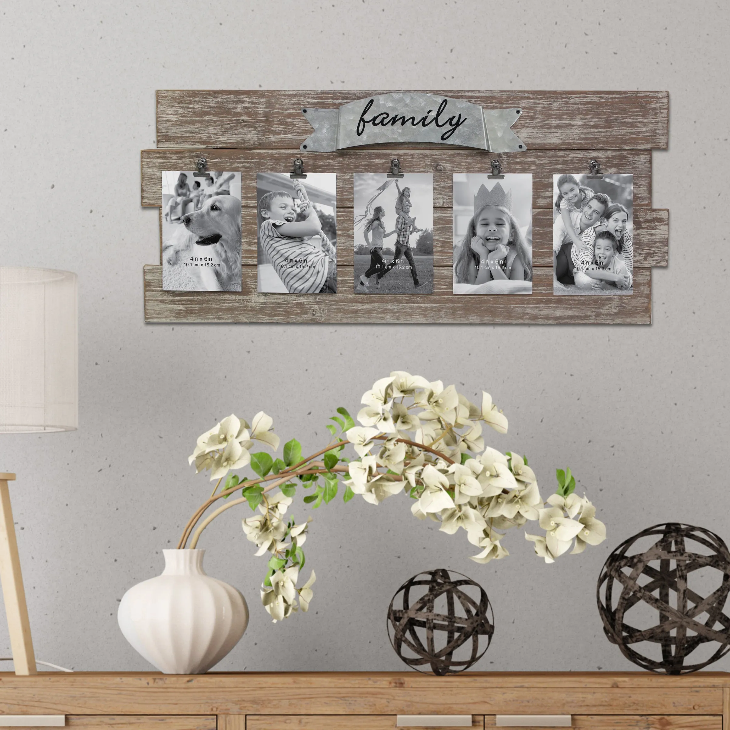 Wood Collage Picture Frame with Clips